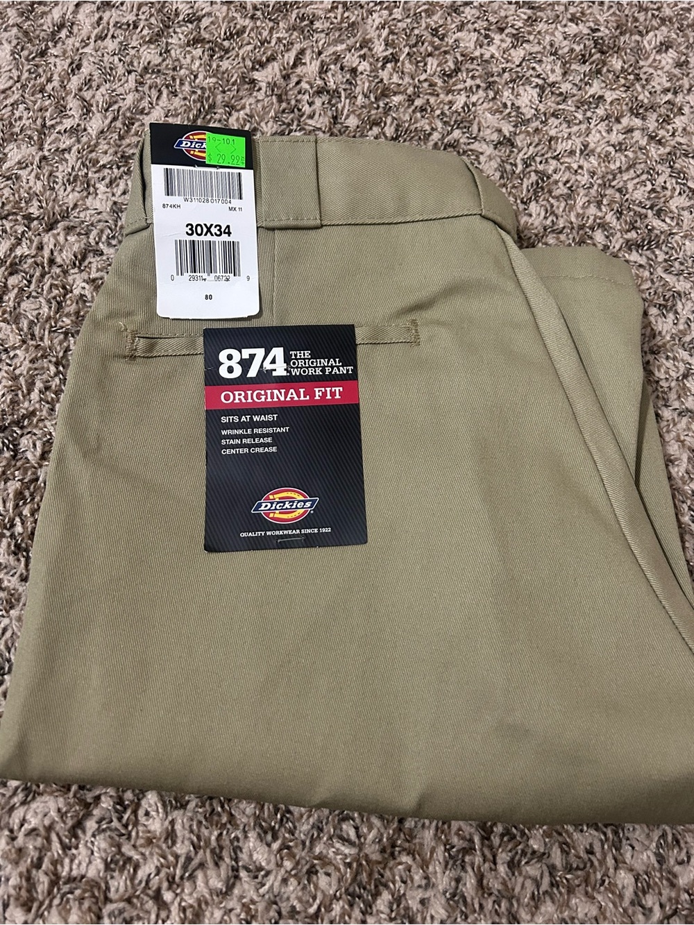 Dickies Men’s Original Fit Pants in Khaki Tan